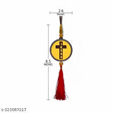 High-quality, 0.4cm thick wooden Jesus & Holy Cross car dashboard idol showpiece combo (set of 4) with matte finish and pre-installed thread strip for easy hanging. Ideal for Indian-made religious car decor and gifting