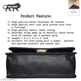 Black synthetic leather shoulder bag, crossbody side sling
