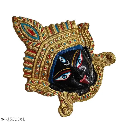 Handmade metal God Idol, Kali MATA Face Murti Statue for negative energy manipulation. Ideal for pooja room decoration or gifts. Indian origin, easy to clean with dry cotton cloth