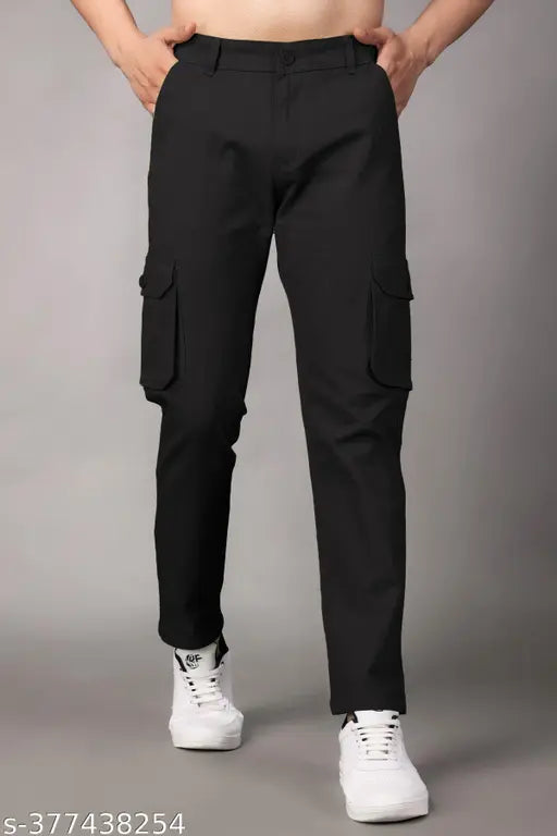 Stylish cotton cargo pants by ZAYSH, solid color, size 34 (waist 34in, length 40in, hip 40in)
