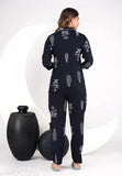 Printed rayon night suit for women, three-quarter sleeves, size N (S: 36/26/27, M: 38/26/28, L: 40/26/29, XL: 42/26/30, XXL: 44/26/31), India-made nightwear on bed