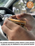 Golden metal Murugan idol with crystal stones, office or car dashboard decor, 4.5cm x 5cm x 13cm (India)