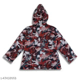The image displays a princess stylish girls jacket. It features a camo pattern on a bright red background, with visible zippers and what appears to be a hooded style. There are no additional discernable features in the image