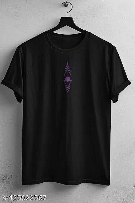 Men's big print The Garuda black cotton blend three-quarter sleeve T-shirt, oversized style on wooden hanger