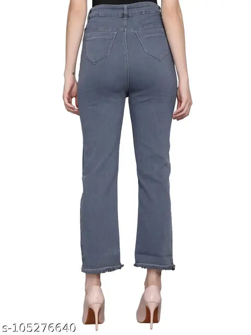 Grey straight leg denim jeans