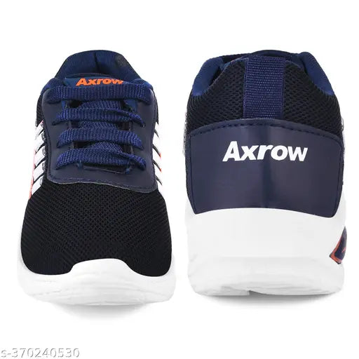 Blue mesh kids' running shoes with lace-up fastening and perforations, ideal for active boys. Made in India