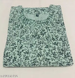 Green printed kurta with black floral pattern