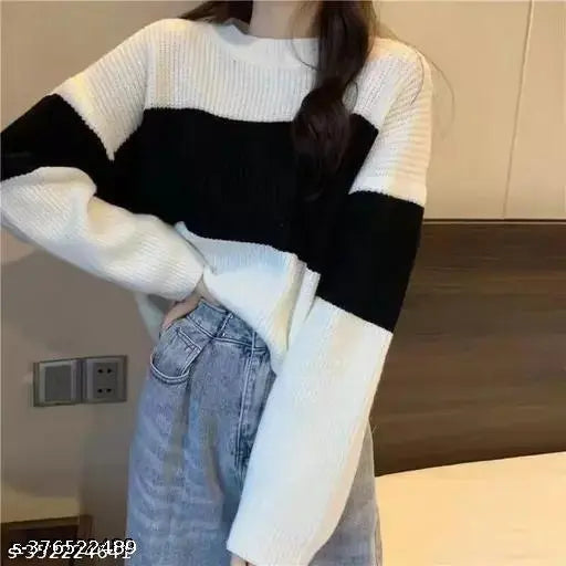 Long sleeve cotton women's top, solid net color block design - India