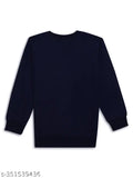 Navy Blue Printed Round Neck Cotton Fleece Sweatshirt for Boys