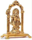 Metal Radha Krishna Meharav Idol, 12cm x 14.5cm x 6.5cm, Indian art for home, temple, office, or gifting