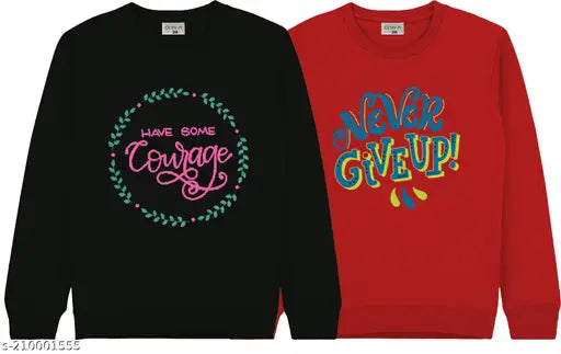 Cotton blend girls sweater pack (2 pieces), printed net long sleeve, casual and winter wear for 2-14 years old, India origin