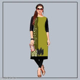 Yellow and green crepe kurta
