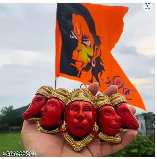 Resin Panchmukhi Hanuman Ji Murti Statue, 18cm x 11cm x 5.5cm, symbolizing five elements & blessings, perfect for door entrances, India origin
