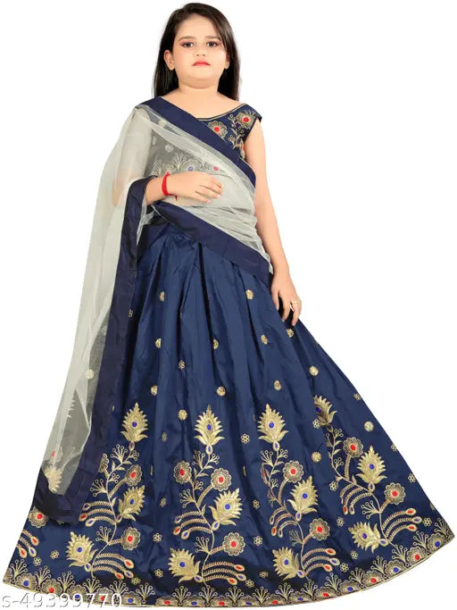 Taffeta silk embellished lehenga cholis for girls, semi-stitched with net dupatta, versatile for all Indian occasions