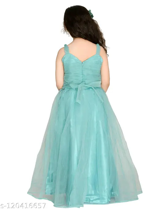 Blue tulle embellished prom dress
