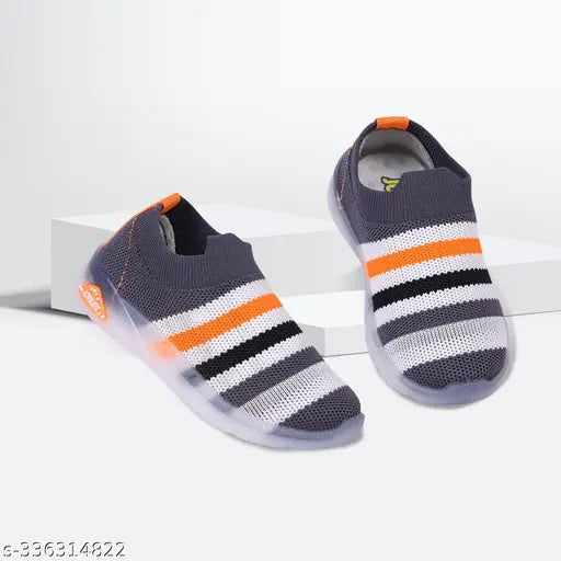 Blue and white striped slipper on a box