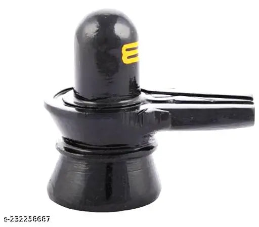 Black marble Shivling statue, religious idol for home decor or puja room, 7x7.5x4 cm size
