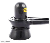 Black marble Shivling statue, religious idol for home decor or puja room, 7x7.5x4 cm size