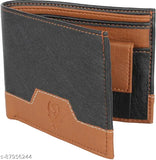 Striped PU Leather Bi-fold Wallet for Men - Indian-made, compact design with 9 card slots, 2 currency pockets, secret compartments, coin pocket, transparent ID window, & zippered interior for essentials