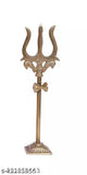 Brass Elite Idols Figurine - Damru Trishul on stand, decorative item for pooja room, temple home decor, or office mandir