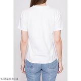 Black flower & alphabet design women's half sleeves printed t-shirt, polyester fabric with short sleeves, size S (32in bust, 23in length)