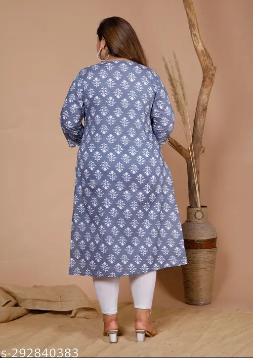 Pacify Plus Size Printed Cotton Kurta, stylish 46-inch length, best for women's casual wear