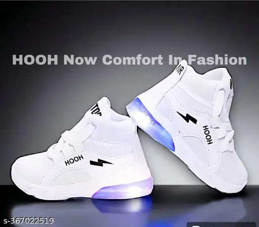 Children's white sneakers with led lights, up to age 7