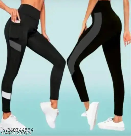 Stretchable striped sports jeggings for women's workout, solid net pattern, size 2834 inch, Indian-made athletic wear