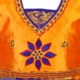 Embellished Chanderi Silk Senpaga Pattu Lehenga for Girls, South Indian ethnic wear with embroidered top and short sleeves