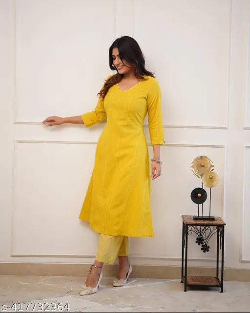 Striped cotton and rayon kurta set with palazzo bottoms, Indian attire for women in M, L, XL, XXL sizes