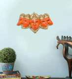 Orange resin Panchmukhi Hanuman Ji statue, decorative home accessory with protective qualities against evil eye, 17 cm wide