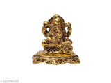 Gold metal Ganesh idol, Mahabharat script, home décor, festive decorations, Indian origin