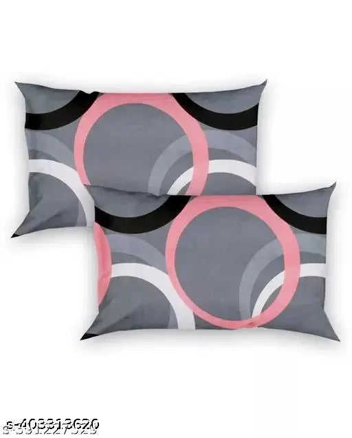 Platinum printed glace cotton double king size bedsheet, superfine geometrical pattern, fitted with elastic, 2 pillow covers included. Made by YOGINI, ideal for adults during summer. 78 x 72, 1 net quantity (N) and 240 TC. Origin: India