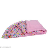 Handmade pink parrot baby quilt, Indian-origin cotton print with polyfill filling, ideal for mild winter crib sizes (40in x 31in)