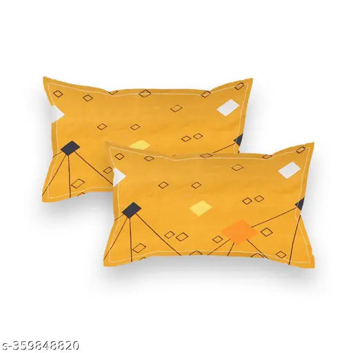 HAASYA Premium Cotton Elastic Fitted Bedsheets with 2 Pillow Covers | Double Bed with All Around Elastic 210 TC Super soft | for 78x72+10 Mattres, ColorYellow