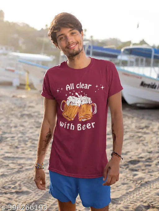 Cool maroon Chapter 83 t-shirt, super soft cotton with printed design, short sleeves and regular fit. Made in India