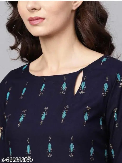 Rayon printed kurta plazzo set, sophisticated three-quarter sleeves rayon ensemble for women, Indian-inspired classic look on display