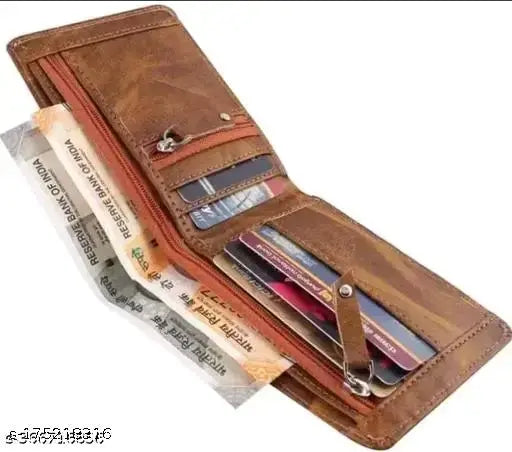 Brown leather IROWIND Florence men's wallet with RFID blocking, genuine branded 3-compartment design