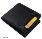 Black PU leather TAQWA Men's formal travel wallet, featuring 3 card slots and a zip compartment for coins and currency