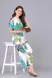 women's rayon printed night suit set, modern design in vibrant colors for a cozy sleepwear set