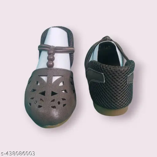 Black and gray bantu slipper shoes for girls