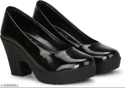 Black synthetic solid high heel for women - embellished net pattern, Indian-made footwear accessory
