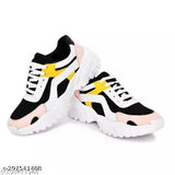 White mesh and rubber colorblocked women's casual sports sneakers for running, playing, exercise, party, or sports