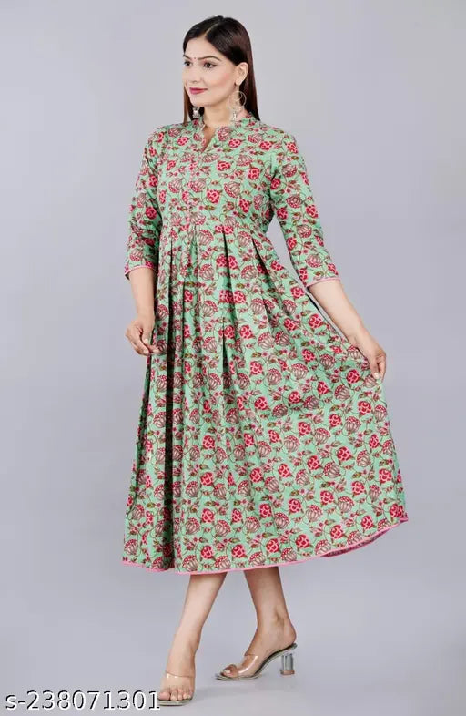 Vibrant Mahi Star floral print women's fashionable kurta with flared style