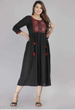 Rayon embroidered Inavish kurti, three-quarter sleeve length for women and girls (M-XXL). Indian ethnic wear with intricate patterns and vibrant colors on display
