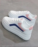 White synthetic sneakers for kids by BUCADIA, breathable, lightweight, and durable