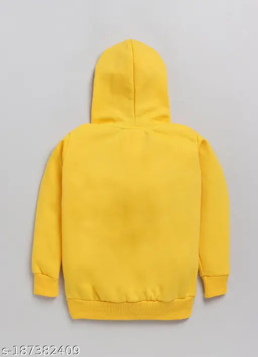 Yellow cotton hoodie with Lazy Shark Girls Bunny and Typography print, long sleeves, pocket, suitable for children aged 2-8 years