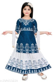 Embroidered rayon A-line skirt set with dupatta for kids (Sizes: 2-3Y, 3-4Y, 4-5Y, etc.), Indian style