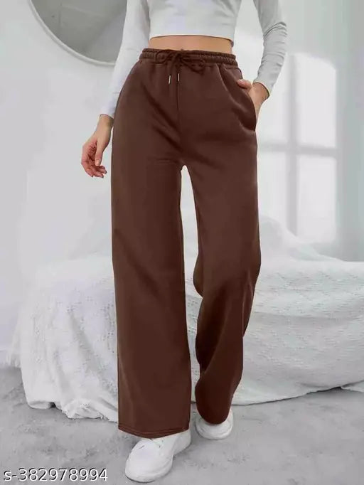 Brown cotton straight-fit trousers, cuffed ankles
