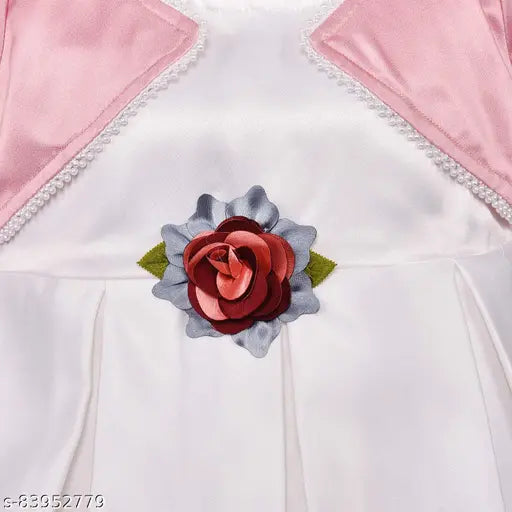 Silver kraft knee-length dress with a rose embroidered on the waist